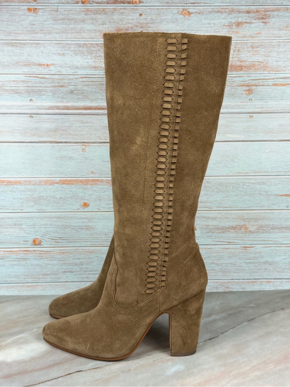Vince Camuto Coranna Tall Suede Boots in Tree House Verona Brown - EUC like new